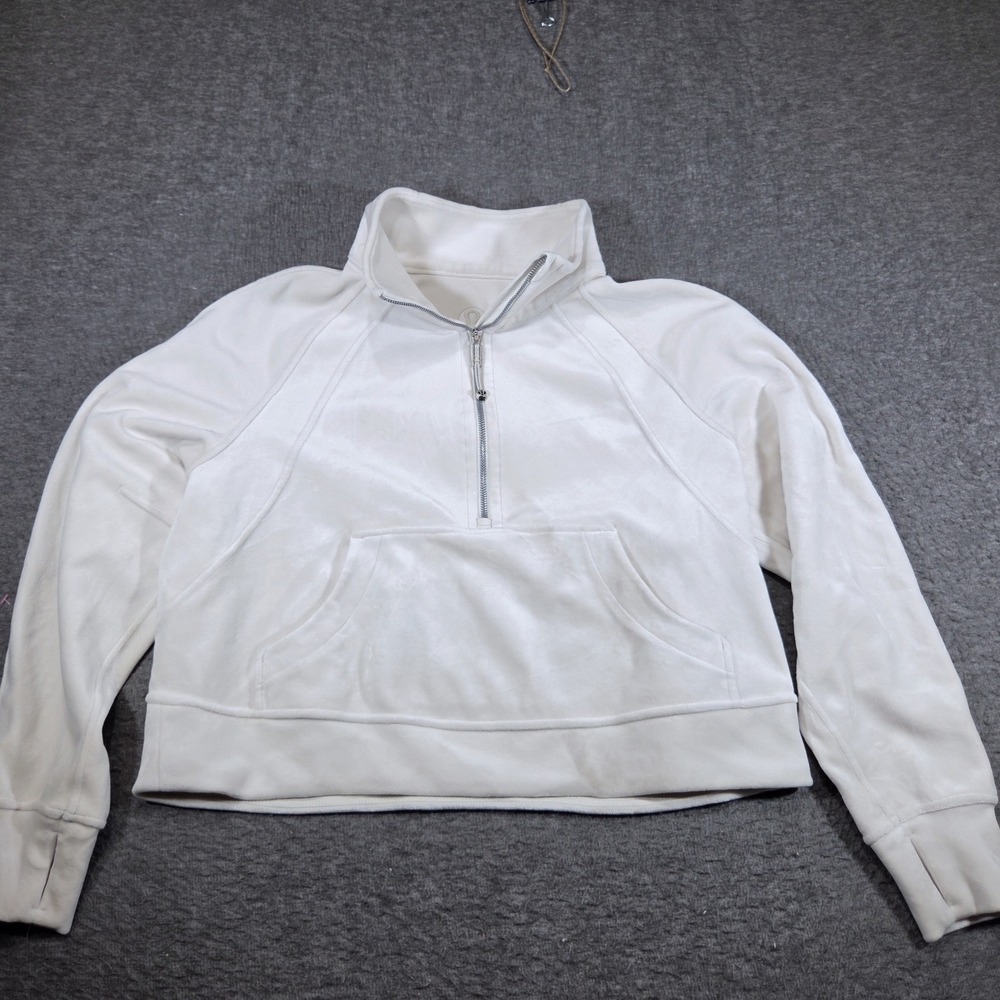 Lululemon Scuba Oversized Half Zip Hoodie Women S/M Cream White Velour